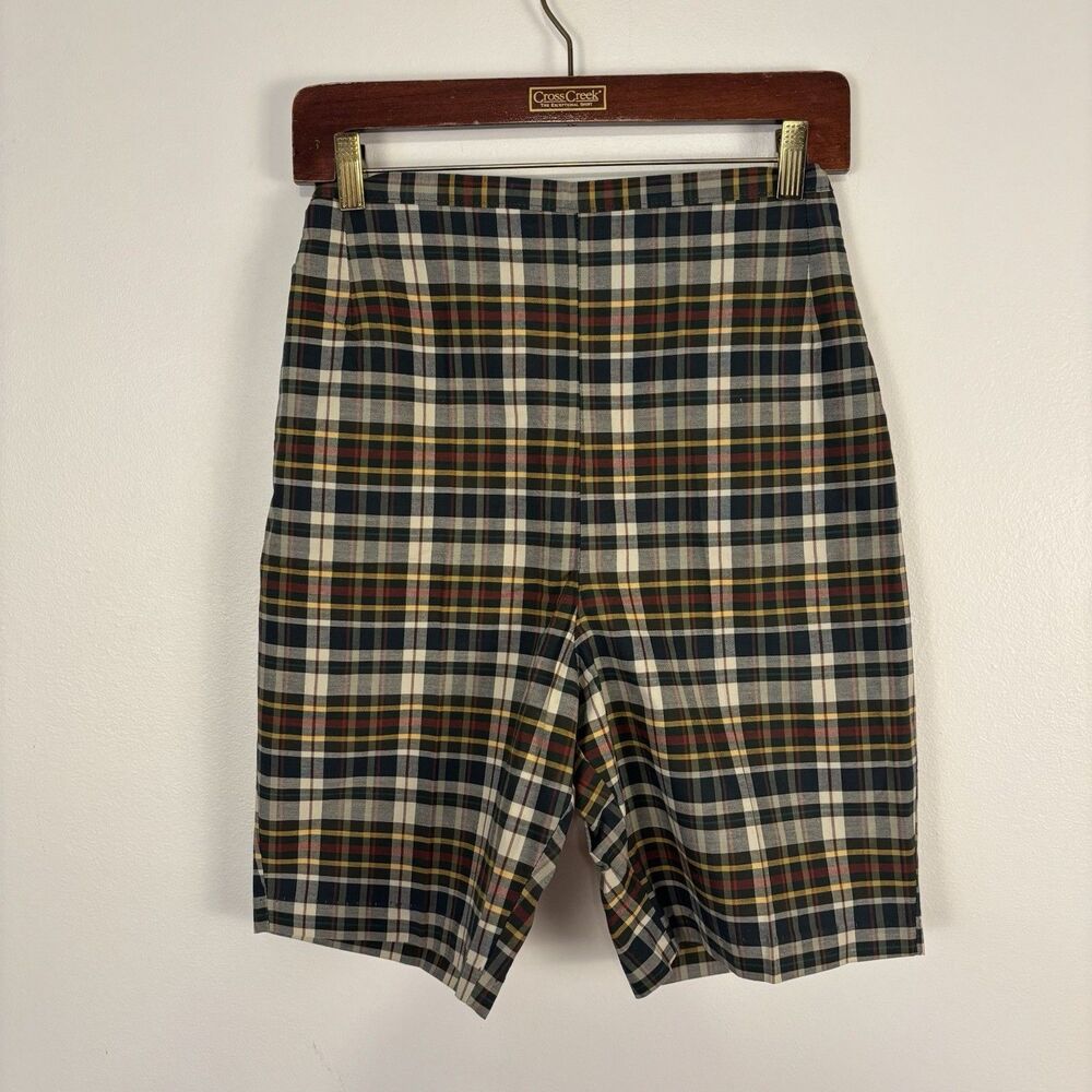 Vtg 60s Galey Lord Plaid Bermuda Shorts Cotton High Waist Ivy Academic